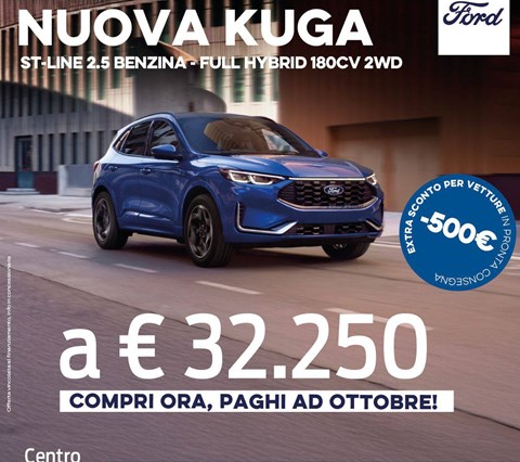 Ford KUGA Full Hybrid a 32.250 €! E paghi ad Ottobre!