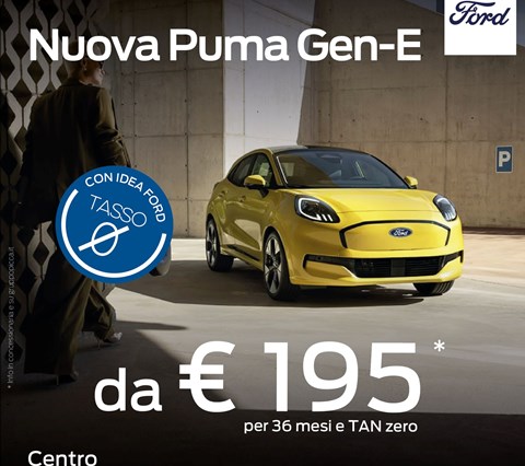 Ford Puma Gen-E da 195 €/mese per 36 mesi