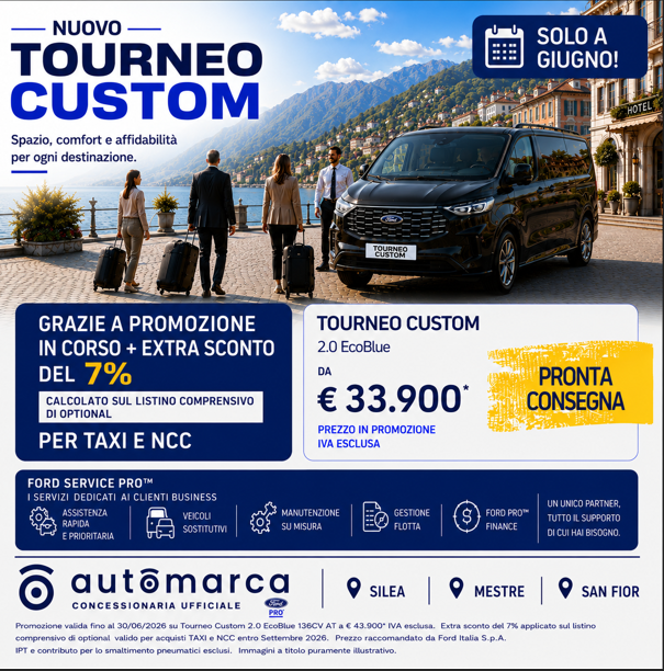 Ford Tourneo Custom | Scontistica NCC e Taxi